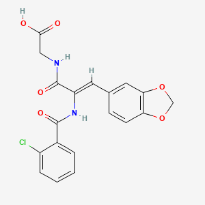 molecular formula C19H15ClN2O6 B15037179 N-[(2Z)-3-(1,3-benzodioxol-5-yl)-2-{[(2-chlorophenyl)carbonyl]amino}prop-2-enoyl]glycine 