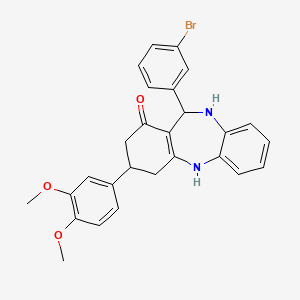 molecular formula C27H25BrN2O3 B15037202 11-(3-bromophenyl)-3-(3,4-dimethoxyphenyl)-2,3,4,5,10,11-hexahydro-1H-dibenzo[b,e][1,4]diazepin-1-one CAS No. 6239-53-8