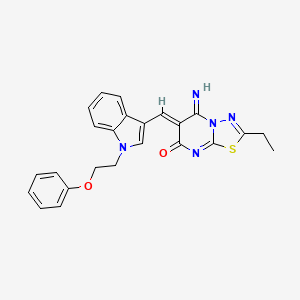 (6Z)-2-ethyl-5-imino-6-{[1-(2-phenoxyethyl)-1H-indol-3-yl]methylidene}-5,6-dihydro-7H-[1,3,4]thiadiazolo[3,2-a]pyrimidin-7-one