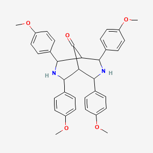 molecular formula C35H36N2O5 B15037241 2,4,6,8-Tetrakis(4-methoxyphenyl)-3,7-diazabicyclo[3.3.1]nonan-9-one 