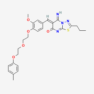 molecular formula C27H30N4O5S B15037248 (6Z)-5-imino-6-(3-methoxy-4-{2-[2-(4-methylphenoxy)ethoxy]ethoxy}benzylidene)-2-propyl-5,6-dihydro-7H-[1,3,4]thiadiazolo[3,2-a]pyrimidin-7-one 