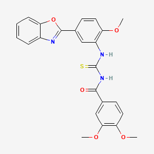 molecular formula C24H21N3O5S B15037257 N-{[5-(1,3-benzoxazol-2-yl)-2-methoxyphenyl]carbamothioyl}-3,4-dimethoxybenzamide 