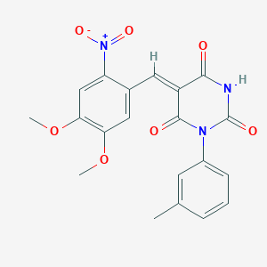 molecular formula C20H17N3O7 B15037278 (5Z)-5-(4,5-dimethoxy-2-nitrobenzylidene)-1-(3-methylphenyl)pyrimidine-2,4,6(1H,3H,5H)-trione 