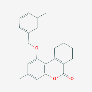 molecular formula C22H22O3 B15037303 3-methyl-1-[(3-methylbenzyl)oxy]-7,8,9,10-tetrahydro-6H-benzo[c]chromen-6-one 