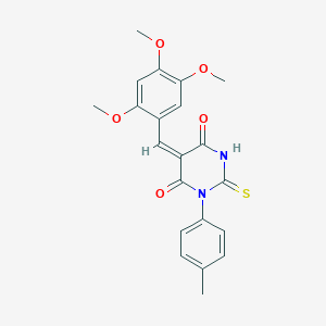 (5E)-1-(4-methylphenyl)-2-sulfanylidene-5-[(2,4,5-trimethoxyphenyl)methylidene]-1,3-diazinane-4,6-dione