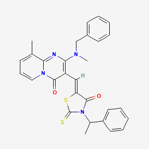 2-[benzyl(methyl)amino]-9-methyl-3-{(Z)-[4-oxo-3-(1-phenylethyl)-2-thioxo-1,3-thiazolidin-5-ylidene]methyl}-4H-pyrido[1,2-a]pyrimidin-4-one