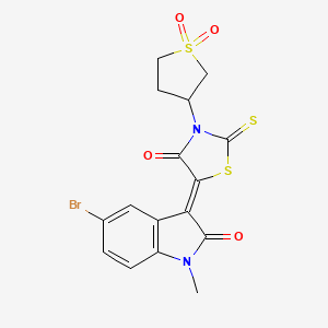 (3Z)-5-bromo-3-[3-(1,1-dioxidotetrahydrothiophen-3-yl)-4-oxo-2-thioxo-1,3-thiazolidin-5-ylidene]-1-methyl-1,3-dihydro-2H-indol-2-one