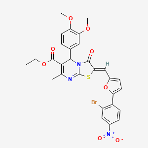 ethyl (2Z)-2-{[5-(2-bromo-4-nitrophenyl)furan-2-yl]methylidene}-5-(3,4-dimethoxyphenyl)-7-methyl-3-oxo-2,3-dihydro-5H-[1,3]thiazolo[3,2-a]pyrimidine-6-carboxylate