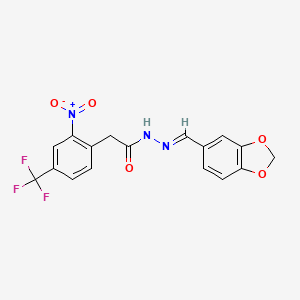 N'-[(E)-1,3-benzodioxol-5-ylmethylidene]-2-[2-nitro-4-(trifluoromethyl)phenyl]acetohydrazide