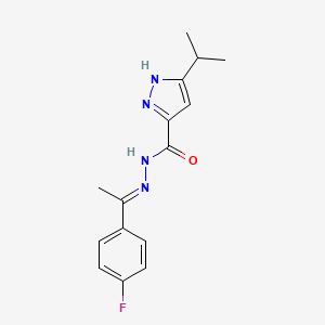 molecular formula C15H17FN4O B15037393 N'-[(E)-1-(4-fluorophenyl)ethylidene]-3-isopropyl-1H-pyrazole-5-carbohydrazide 