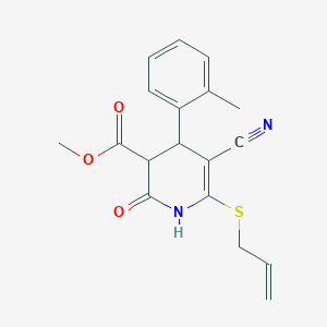 Methyl 5-cyano-4-(2-methylphenyl)-2-oxo-6-(prop-2-en-1-ylsulfanyl)-1,2,3,4-tetrahydropyridine-3-carboxylate