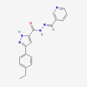 (E)-3-(4-ethylphenyl)-N'-(pyridin-3-ylmethylene)-1H-pyrazole-5-carbohydrazide