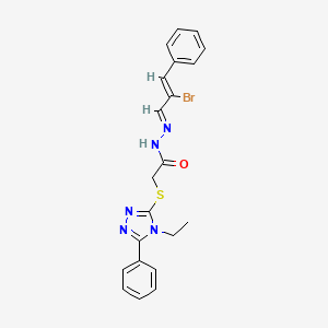 N'-[(E,2Z)-2-Bromo-3-phenyl-2-propenylidene]-2-[(4-ethyl-5-phenyl-4H-1,2,4-triazol-3-YL)sulfanyl]acetohydrazide