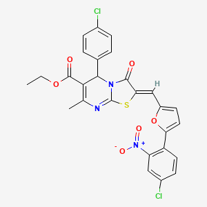 ethyl (2Z)-2-{[5-(4-chloro-2-nitrophenyl)furan-2-yl]methylidene}-5-(4-chlorophenyl)-7-methyl-3-oxo-2,3-dihydro-5H-[1,3]thiazolo[3,2-a]pyrimidine-6-carboxylate