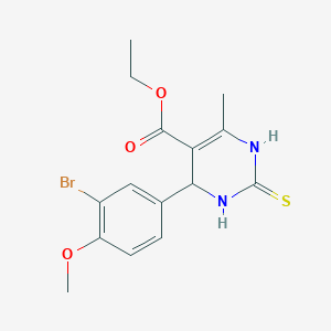 molecular formula C15H17BrN2O3S B15037438 Ethyl 6-(3-bromo-4-methoxyphenyl)-4-methyl-2-sulfanyl-1,6-dihydropyrimidine-5-carboxylate 