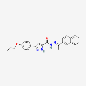 molecular formula C25H24N4O2 B15037457 N'-[(1E)-1-(naphthalen-2-yl)ethylidene]-3-(4-propoxyphenyl)-1H-pyrazole-5-carbohydrazide 