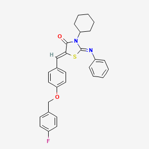 (2Z,5Z)-3-cyclohexyl-5-{4-[(4-fluorobenzyl)oxy]benzylidene}-2-(phenylimino)-1,3-thiazolidin-4-one