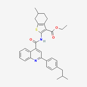 Ethyl 6-methyl-2-[({2-[4-(2-methylpropyl)phenyl]quinolin-4-yl}carbonyl)amino]-4,5,6,7-tetrahydro-1-benzothiophene-3-carboxylate