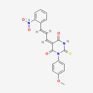 (5E)-1-(4-methoxyphenyl)-5-[(2E)-3-(2-nitrophenyl)prop-2-enylidene]-2-thioxodihydropyrimidine-4,6(1H,5H)-dione