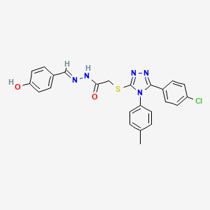 2-{[5-(4-chlorophenyl)-4-(4-methylphenyl)-4H-1,2,4-triazol-3-yl]sulfanyl}-N'-[(E)-(4-hydroxyphenyl)methylidene]acetohydrazide