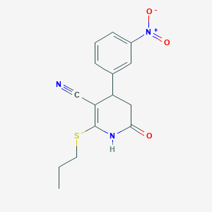 molecular formula C15H15N3O3S B15037511 6-Hydroxy-4-(3-nitrophenyl)-2-(propylsulfanyl)-4,5-dihydropyridine-3-carbonitrile 