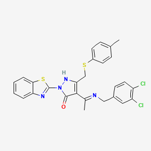 (4Z)-2-(1,3-benzothiazol-2-yl)-4-{1-[(3,4-dichlorobenzyl)amino]ethylidene}-5-{[(4-methylphenyl)sulfanyl]methyl}-2,4-dihydro-3H-pyrazol-3-one