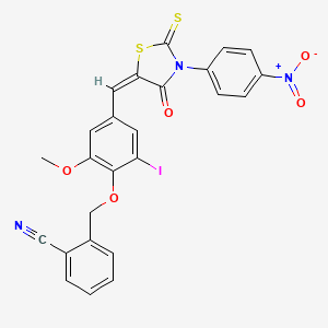 2-[(2-iodo-6-methoxy-4-{(E)-[3-(4-nitrophenyl)-4-oxo-2-thioxo-1,3-thiazolidin-5-ylidene]methyl}phenoxy)methyl]benzonitrile