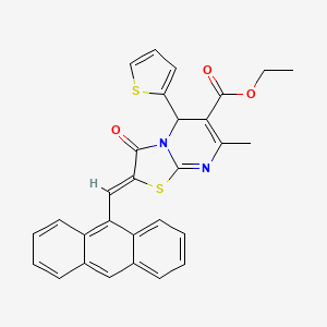 ethyl (2Z)-2-(anthracen-9-ylmethylidene)-7-methyl-3-oxo-5-(thiophen-2-yl)-2,3-dihydro-5H-[1,3]thiazolo[3,2-a]pyrimidine-6-carboxylate