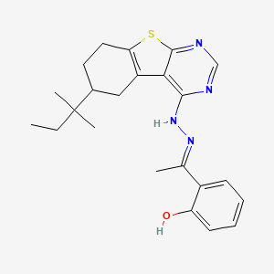 2-[(1E)-1-{2-[6-(2-methylbutan-2-yl)-5,6,7,8-tetrahydro[1]benzothieno[2,3-d]pyrimidin-4-yl]hydrazinylidene}ethyl]phenol