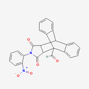 17-(2-Nitrophenyl)-16,18-dioxo-17-azapentacyclo[6.6.5.0~2,7~.0~9,14~.0~15,19~]nonadeca-2,4,6,9,11,13-hexaene-1-carbaldehyde (non-preferred name)