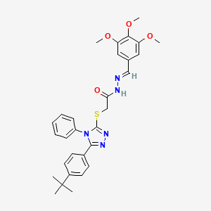 molecular formula C30H33N5O4S B15037806 2-{[5-(4-tert-butylphenyl)-4-phenyl-4H-1,2,4-triazol-3-yl]sulfanyl}-N'-[(E)-(3,4,5-trimethoxyphenyl)methylidene]acetohydrazide 