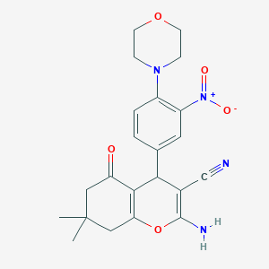 2-amino-7,7-dimethyl-4-[4-(morpholin-4-yl)-3-nitrophenyl]-5-oxo-5,6,7,8-tetrahydro-4H-chromene-3-carbonitrile