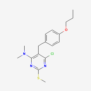 molecular formula C17H22ClN3OS B15037855 6-chloro-N,N-dimethyl-2-methylsulfanyl-5-[(4-propoxyphenyl)methyl]pyrimidin-4-amine 