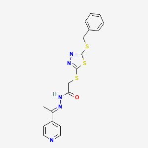 2-{[5-(benzylsulfanyl)-1,3,4-thiadiazol-2-yl]sulfanyl}-N'-[(1E)-1-(pyridin-4-yl)ethylidene]acetohydrazide