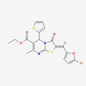 ethyl (2Z)-2-[(5-bromofuran-2-yl)methylidene]-7-methyl-3-oxo-5-(thiophen-2-yl)-2,3-dihydro-5H-[1,3]thiazolo[3,2-a]pyrimidine-6-carboxylate