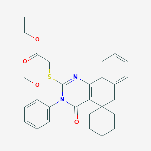 ethyl {[3-(2-methoxyphenyl)-4-oxo-4,6-dihydro-3H-spiro[benzo[h]quinazoline-5,1'-cyclohexan]-2-yl]sulfanyl}acetate