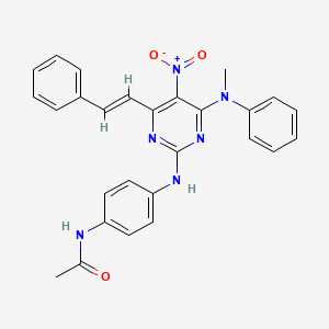 molecular formula C27H24N6O3 B15038020 N-[4-({4-[methyl(phenyl)amino]-5-nitro-6-[(E)-2-phenylethenyl]pyrimidin-2-yl}amino)phenyl]acetamide 