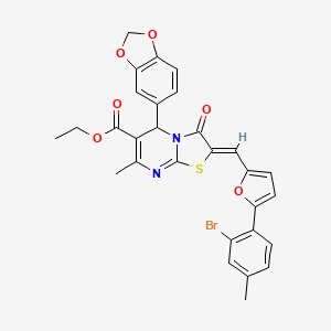 ethyl (2Z)-5-(1,3-benzodioxol-5-yl)-2-{[5-(2-bromo-4-methylphenyl)furan-2-yl]methylidene}-7-methyl-3-oxo-2,3-dihydro-5H-[1,3]thiazolo[3,2-a]pyrimidine-6-carboxylate