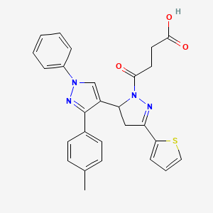 molecular formula C27H24N4O3S B15038093 4-Oxo-4-(1'-phenyl-5-thiophen-2-yl-3'-p-tolyl-3,4-dihydro-1'H-[3,4']bipyrazolyl-2-yl)-butyric acid 