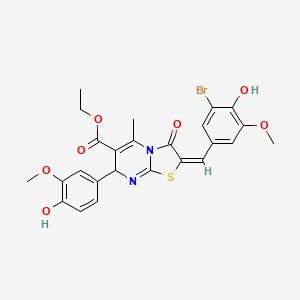 molecular formula C25H23BrN2O7S B15038094 ethyl (2E)-2-(3-bromo-4-hydroxy-5-methoxybenzylidene)-7-(4-hydroxy-3-methoxyphenyl)-5-methyl-3-oxo-2,3-dihydro-7H-[1,3]thiazolo[3,2-a]pyrimidine-6-carboxylate 