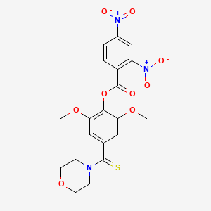 molecular formula C20H19N3O9S B15038108 2,6-Dimethoxy-4-(morpholin-4-ylcarbonothioyl)phenyl 2,4-dinitrobenzoate 