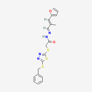 2-{[5-(benzylsulfanyl)-1,3,4-thiadiazol-2-yl]sulfanyl}-N'-[(1E,2E)-3-(furan-2-yl)-2-methylprop-2-en-1-ylidene]acetohydrazide