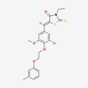 molecular formula C22H22BrNO4S2 B15038144 (5Z)-5-{3-bromo-5-methoxy-4-[2-(3-methylphenoxy)ethoxy]benzylidene}-3-ethyl-2-thioxo-1,3-thiazolidin-4-one 