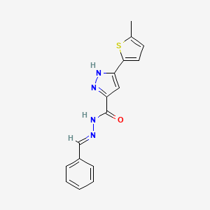 molecular formula C16H14N4OS B15038166 3-(5-methylthiophen-2-yl)-N'-[(E)-phenylmethylidene]-1H-pyrazole-5-carbohydrazide 