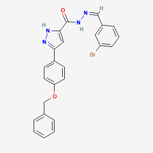 molecular formula C24H19BrN4O2 B15038201 (Z)-3-(4-(benzyloxy)phenyl)-N'-(3-bromobenzylidene)-1H-pyrazole-5-carbohydrazide 