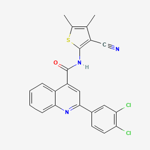 N-(3-cyano-4,5-dimethylthiophen-2-yl)-2-(3,4-dichlorophenyl)quinoline-4-carboxamide