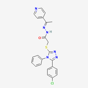 2-{[5-(4-chlorophenyl)-4-phenyl-4H-1,2,4-triazol-3-yl]sulfanyl}-N'-[(1E)-1-(pyridin-4-yl)ethylidene]acetohydrazide