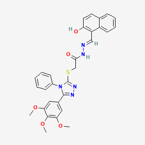 molecular formula C30H27N5O5S B15038235 N'-[(E)-(2-hydroxynaphthalen-1-yl)methylidene]-2-{[4-phenyl-5-(3,4,5-trimethoxyphenyl)-4H-1,2,4-triazol-3-yl]sulfanyl}acetohydrazide 