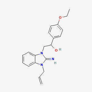 molecular formula C20H23N3O2 B15038236 1-(4-ethoxyphenyl)-2-[2-imino-3-(prop-2-en-1-yl)-2,3-dihydro-1H-benzimidazol-1-yl]ethanol 