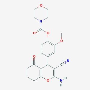 4-(2-amino-3-cyano-5-oxo-5,6,7,8-tetrahydro-4H-chromen-4-yl)-2-methoxyphenyl morpholine-4-carboxylate